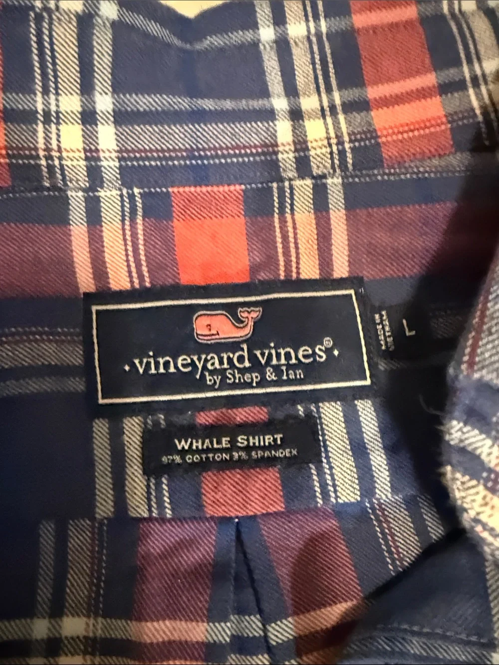 Vineyard Vines Blue and Pink Plaid Button-Down Shirt